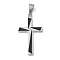 304 Stainless Steel Pendants, Cross Charm, Stainless Steel Color, 39x22x2mm, Hole: 7.5x5mm