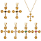 6Pcs 6 Colors Cross with Flower Brass Micro Pave Cubic Zirconia Pendants, Cadmium Free & Nickel Free & Lead Free, Real 18K Gold Plated, Mixed Color, 25.5x18.5x3mm, Hole: 3.5x5mm, 1pc/color