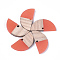 Resin & Wood Semi Circle Pendants, Half Round, Coral, 14x28x3~3.5mm, Hole: 2mm