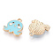 Eco-Friendly Zinc Alloy Pendants, with Enamel, Cadmium Free & Nickel Free & Lead Free, Octopus Shape, Light Gold, Cyan, 16x15~16x2mm, Hole: 1.8mm