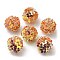 PVC Plastic Paillette with Glass Seed Beaded Pendants, with Iron Loops, Flower Charms, Sandy Brown, 18x17mm, Hole: 4.3mm