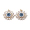 Brass Micro Pave Clear Cubic Zirconia Pendants, with Acrylic and Jump Ring, Long-Lasting Plated, Eye, Real 18K Gold Plated, Blue, 22x25x7mm