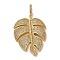 Brass Micro Pave Cubic Zirconia Pendants, Monstera Leaf Charms, Rack Plating, Lasting Plated, Cadmium Free & Lead Free, Real 18K Gold Plated, 41.5x31x4mm, Hole: 4x5.5mm