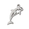 Non-Tarnish 304 Stainless Steel Charms, Laser Cut, Dolphin Charm, Stainless Steel Color, 16.5x7x1mm, Hole: 1.2mm