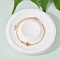 Brass Micro Pave Cubic Zirconia Birthday Flower Link Bracelets, Box Chain Jewelry for Women, Real 18K Gold Plated, July Larkspur, 7-1/8 inch(18.1cm),  56mm extender chain, pendant: 11x13.5x2.5mm