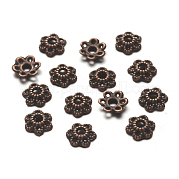 6 -petal тибетский сплава стиль полые Цветочная бисера Caps TIBE-S221-R-NR