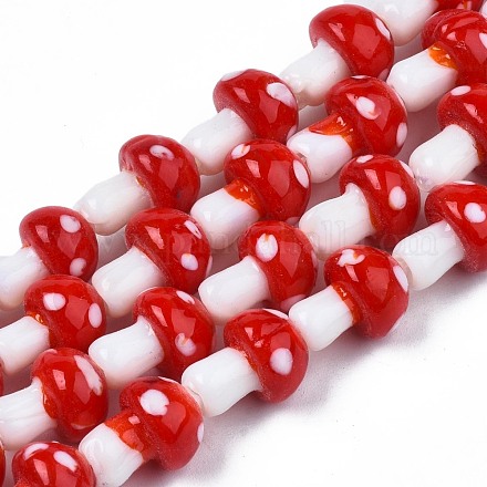 Гриб ручной Lampwork бисер пряди LAMP-R116-13A-1