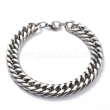 Браслеты из кубинской цепи из нержавеющей стали 304 STAS-A028-B064P-A-1