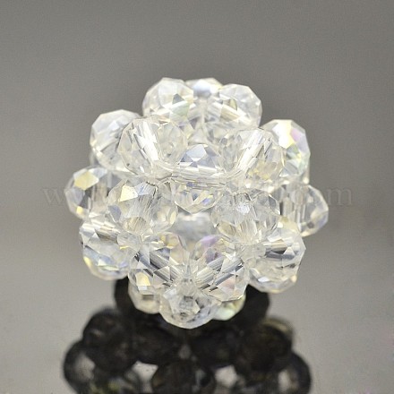 Прозрачные стеклянные кристаллы круглые плетеные бусины GLAA-A034-8mm-A18-1