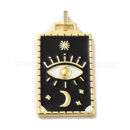 Подвеска из латуни микропаве с фианитами и эмалью KK-H458-02G-D01-1