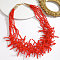 Boho Coral Shaped Glass Seed Beaded Cluster Necklaces, Golden, Red, 17.72 inch(45cm)