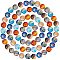 Glass Cabochons, Half Round/Dome, Planet Print Pattern, Mixed Color, 10x4mm, 10colors, 10pcs/color, 100pcs/box