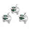 Synthetic Malachite Kitten Pendants, with Platinum Tone Brass Findings, Cartoon Cat Shape, 28x30x9mm, Hole: 5x7mm