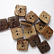 Sqaure Buttons with 2-Hole, Coconut Button, BurlyWood, Size: about 10mm in diameter