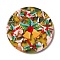 Transparent Christmas Themed Cellulose Acetate(Resin) Pendants, Flat Round Charms, Christmas Bell, 44x3mm, Hole: 1.8mm