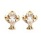 Brass Micro Pave Clear Cubic Zirconia Charms, Cadmium Free & Nickel Free & Lead Free, with Glass, Cray, Real 18K Gold Plated, 10.5x8x2.5mm, Hole: 1.2mm