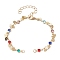 Glass Beaded Link Chain Bracelet Making, with Eye Charm & Lobster Claw Clasps, Fit for Connector Charms, Colorful, 6-3/8 inch(16.2cm)