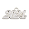 Alloy Enamel Pendants, Lead Free and Cadmium Free, Number 2024 Charm, Silver, WhiteSmoke, 18.5x36.5x1.5mm, Hole: 4mm