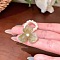 Acrylic and Imitation Pearl Finger Rings for Women, Flower, Dark Khaki, Inner Diameter: 17mm