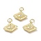 Brass Micro Pave Cubic Zirconia Pendants, with Jump Rings, Diamond with Evil Eye, Real 18K Gold Plated, Clear, 13x15x2mm, Hole: 3.6mm