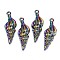 Alloy Pendants, Cadmium Free & Lead Free, Spiral Shape, Rainbow Color, 37x13.5x7mm, Hole: 2mm