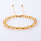 Bohemian Style Handmade Glass Braided Bead Bracelets for Women, with Brass Beads, Yellow