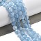 Natural Dyed Quartz Imitation Aquamarine Beads Strands, Faceted, Flat Round, 6~7.5x4~5.5mm, Hole: 0.8~1mm, about 56~70pcs/strand, 15.31~16.10 inch(38.9~40.9cm)