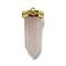 Natural Rose Quartz Pointed Pendants, Faceted Bullet Charms with Golden Plated 304 Stainless Steel Findings, 26~26.5x11.5x10mm, Hole: 1.4mm