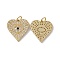 Brass Micro Pave Cubic Zirconia Pendants, Cadmium Free & Lead Free, with Jump Ring, Heart with Eye Charms, Real 18K Gold Plated, 19.5x18x2mm, Hole: 3mm