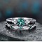 Alloy Micro Pave Cubic Zirconia Finger Rings for Women, Stackable Rings, Platinum, Light Sea Green, US Size 7(17.3mm)