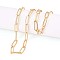 Brass Paperclip Chains, Drawn Elongated Cable Chains Necklace Making, with Lobster Claw Clasps, Real 18K Gold Plated, 17.71 inch(45cm) long, Link: 14x5.5mm, Jump Ring: 5x1mm