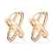 Brass Micro Pave Clear Cubic Zirconia Hoop Earrings, Oval, Real 18K Gold Plated, 15.5x9x11.5mm