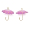Acrylic Pendants, Umbrella, with Brass Finding , Orchid, 21.5x22mm, Hole: 2mm