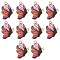 Printed Alloy Pendants, Cadmium Free & Nickel Free & Lead Free, Light Gold, Butterfly, Orange Red, 21.5x16.5x1.5mm, Hole: 2mm