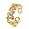 Brass Micro Pave Cubic Zirconia Ring, Long-Lasting Plated, Letter, Golden, US Size 7 1/4(17.5mm)