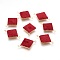 Brass Links connectors, with Velvet, Square, Real 18K Gold Plated, Red, 21x14x2mm, Hole: 1.2mm
