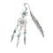 Alloy Sun & Woven Net/Web with Feather Charms Bookmarks, with Natural Green Aventurine Chips Beads, 139~142mm