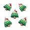 Christmas Opaque Resin Pendants, with Platinum Tone Iron Loops, Christmas Tree with Hat Charm, Sea Green, 28.5x22x6.5mm, Hole: 2x2.8mm