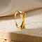 Alloy Adjustable Open Cuff Rings, Real 18K Gold Plated, Letter X, Inner Diameter: Adjustable
