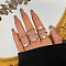 8Pcs Flat Round/Oval Alloy Resin Finger Rings, Platinum, Inner Diameter: 15~19mm