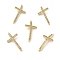 Brass Micro Pave Clear Cubic Zirconia Connector Charms, Religion Cross Links, Real 18K Gold Plated, Cadmium Free & Nickel Free & Lead Free, 31x16x3.5mm, Hole: 1.2mm