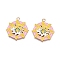 Tarot Card Theme Alloy Enamel Pendants, Lead Free & Cadmium Free, Golden, Cat Pattern, Sun, 28.5x25x1mm, Hole: 1.6mm