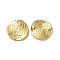Ion Plating(IP) 304 Stainless Steel Pendants, Textured, Flat Round Charm, Real 18K Gold Plated, 15x1mm, Hole: 1.6mm