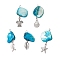 5Pcs 5 Styles Natural Freshwater Shell Dyed Nuggets Pendants, Ocean Alloy Sea Animals Charms, Deep Sky Blue, Antique Silver, 34~40x13~20x5~9mm, Hole: 1.8~3mm, 1pc/style