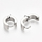 Tarnish Resistant 201 Stainless Steel Hoop Earring Findings, with Vertical Loop and 304 Stainless Steel Pins, Stainless Steel Color, 16~17x13~14x6mm, Hole: 2mm, Pin: 1mm