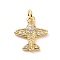 Brass Micro Pave Cubic Zirconia Charms, with Jump Ring, Cadmium Free & Lead Free, Plane Charms, Golden, 14.5x13x3mm, Hole: 2.8mm