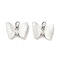 Brass Micro Pave Cubic Zirconia Pendants, Cadmium Free & Nickel Free & Lead Free, with Shell and Jump Ring, Butterfly, Platinum, 12x16x3.5mm, Hole: 3mm