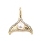 Alloy Crystal Rhinestone Pendants, with ABS Plastic Imitation Pearl Beads, Mermaid Tail Shape, Light Gold, 23x20x7mm, Hole: 4x3mm