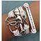 Suede & Imitation Leather Cord Knitted Multi-strand Bracelets, Alloy Link Adjustable Bracelets, Heart, 7-1/8 inch(18cm)