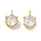 Brass Micro Pave Cubic Zirconia Charms, Cadmium Free & Nickel Free & Lead Free, Flat Round, Real 18K Gold Plated, Clear, 8x6x4.8mm, Hole: 1.6mm